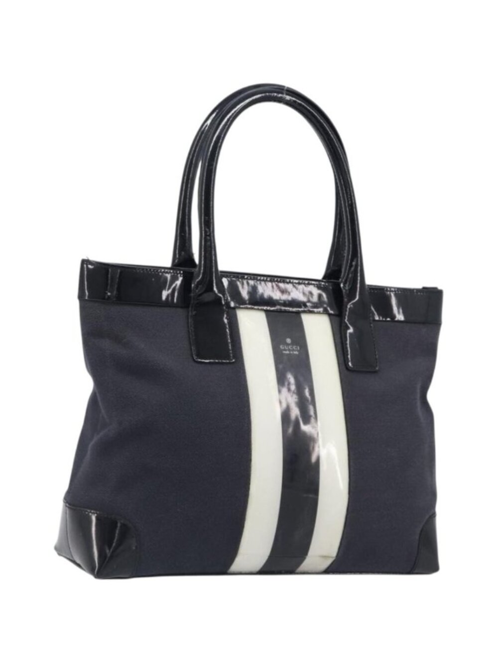 GUCCI Tote Bag Canvas Black Gold 002 1119